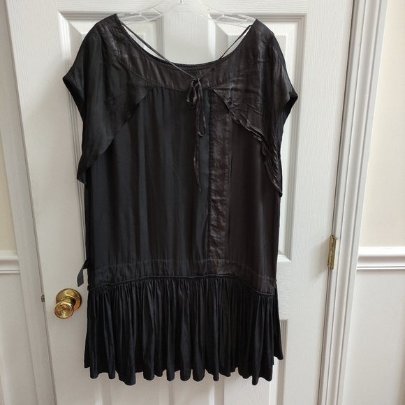 Allsaints All Saints Spitalfields Black Brown Drop Waist Top Dress US 6 - Picture 8 of 9